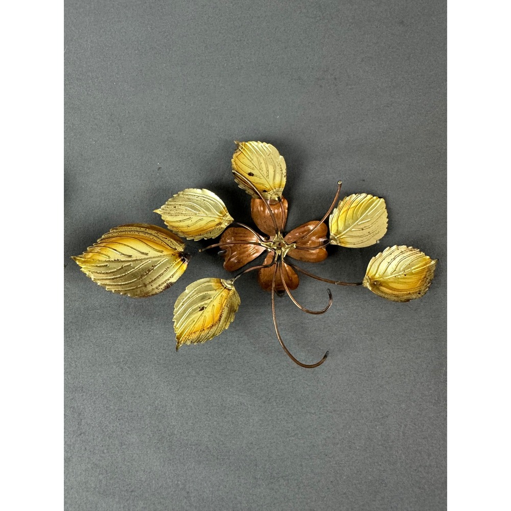 2 Vtg Home Interiors Dogwood Flowers & Leaves Brass Copper Metal Wall Sculptures - Picture 4 of 8